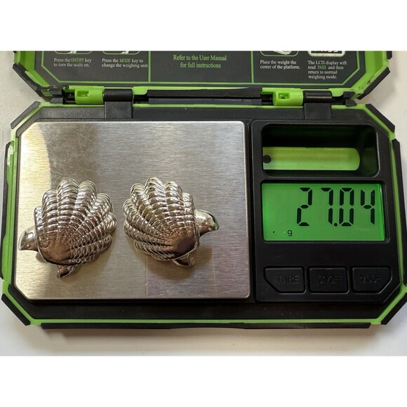 Nina Ricci Silver Time Seashell Clip Stud Earrings 27.04g - Picture 7 of 7